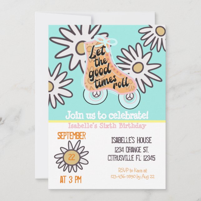 Invitation Patinage à roulettes fête d'anniversaire (Devant)