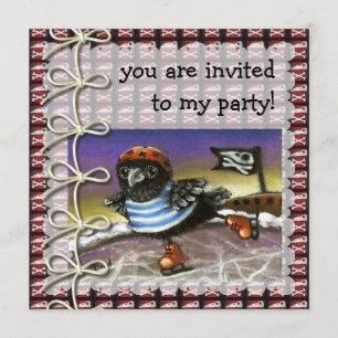 Invitation Patinage de glace de corbeau de pirate