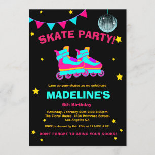 Invitation Patinage en patins à roulettes, tableau de bord de