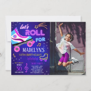 Invitation Patinage Fille Roulons Anniversaire Photo Invitati