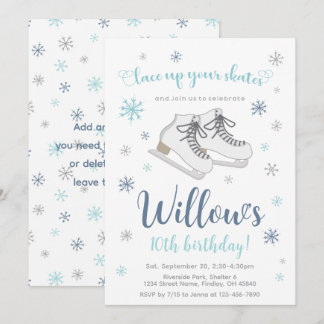 Invitation Patinage sur glace Anniversaire d'hiver, Bleu, N'i
