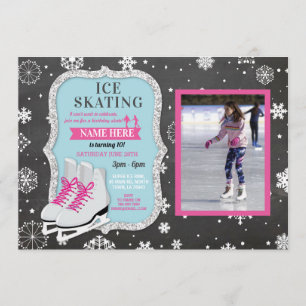 Invitation Patinage sur glace Anniversaire Photo Patinage Sno