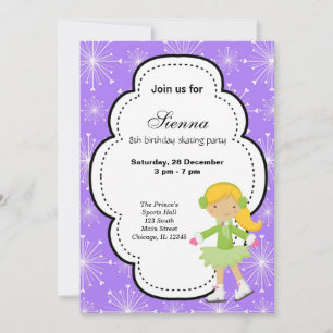 Invitation Patinage sur glace Anniversaire (violet)