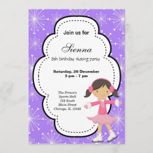 Invitation Patinage sur glace Anniversaire (violet)