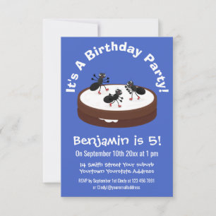 Invitation Patinage sur glace de fourmis joyeuses sur dessin 