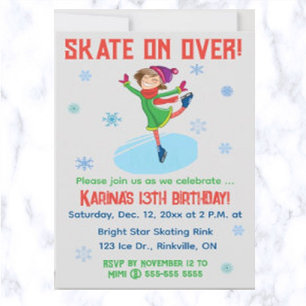 Invitation Patinage sur glace modifiable fête d'anniversaire