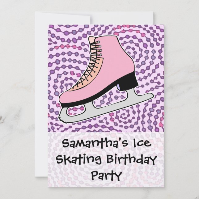 Invitation Patinage sur glace, Patinage rose (Devant)