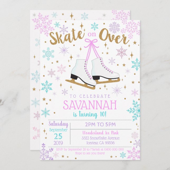 Invitation Patinage sur glace Patinage sur glace F (Devant / Derrière)