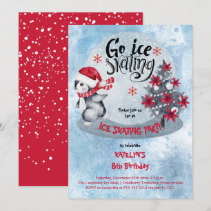Invitation Patinage sur glace Pingouin Vacances 8e fête d'ann