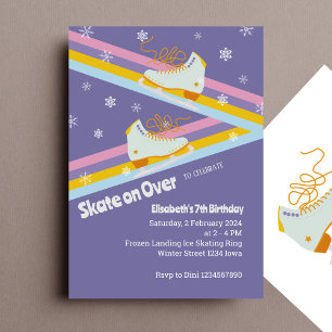 Invitation Patinage sur glace - Rétro Anniversaire