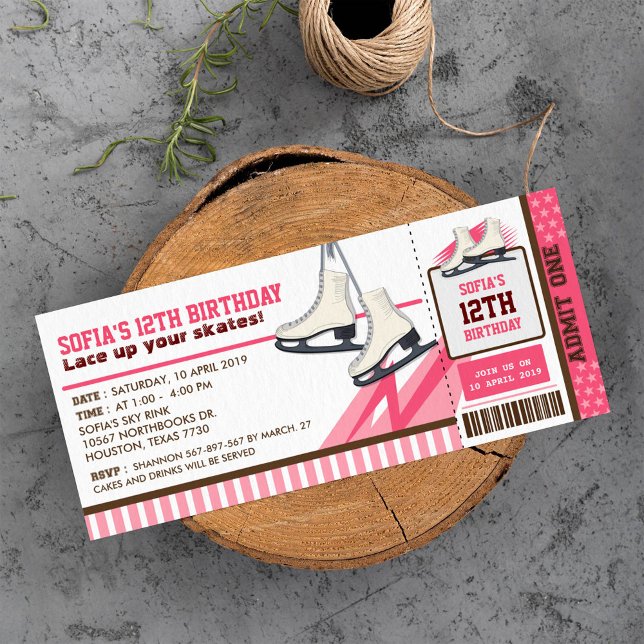 Invitation Patinage sur glace Sky Rink Sport Billetterie Pass (Créateur téléchargé)