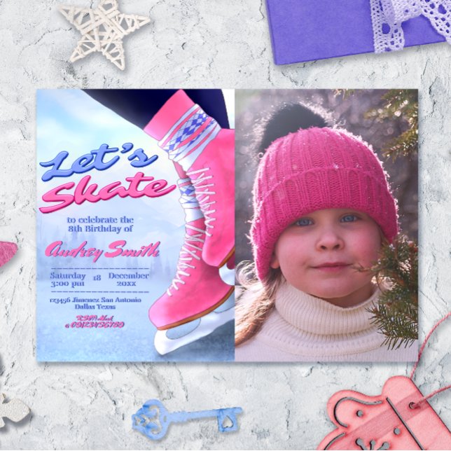Invitation Patinez en folie - Soirée de patinage d'hiver avec (Créateur téléchargé)