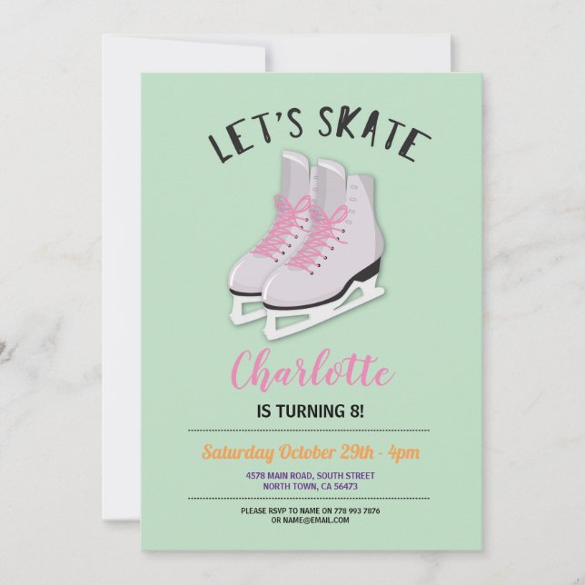 Invitation Patinons des filles monnayent la fête (Devant)