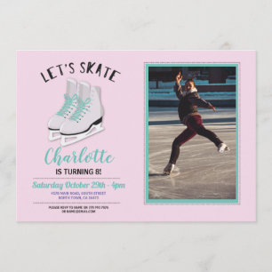 Invitation Patinons filles Patinage rose patinage glace Anniv