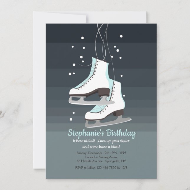 Invitation Patins à glace blanc (Devant)