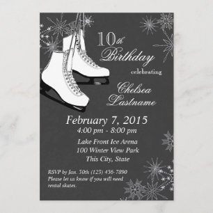 Invitation Patins à glace et flocons de neige Anniversaire