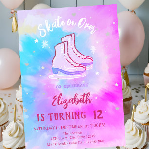Invitation Patins à glace Flocons de neige Tie Dye Anniversai