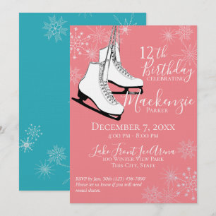 Invitation Patins à glace hiver Flurry Anniversaire