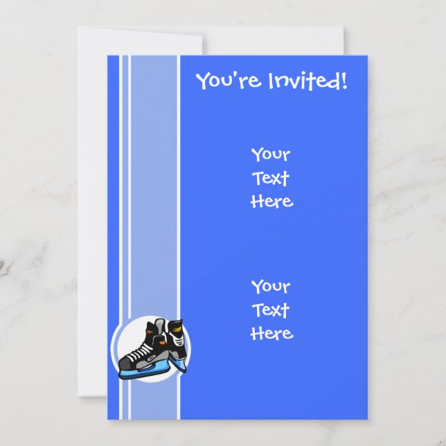 Invitation Patins de hockey ; Bleu (Devant)