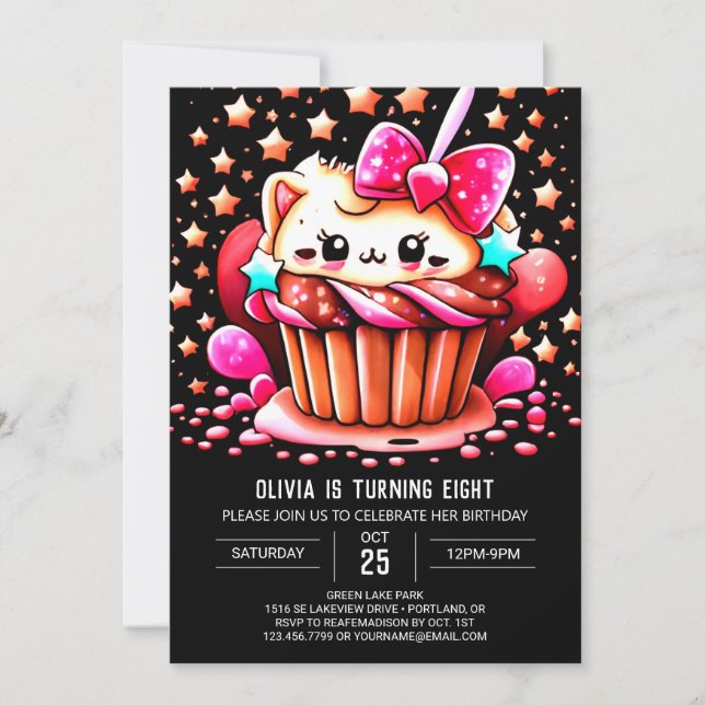 Invitation Pâtisserie au chocolat Magique Muffin Girl Anniver (Devant)