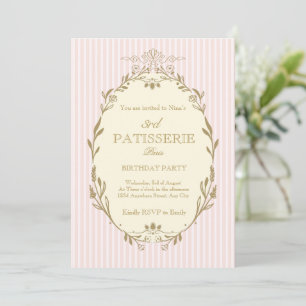 Invitation Pâtisserie Parisienne Française Style Vintage Rose