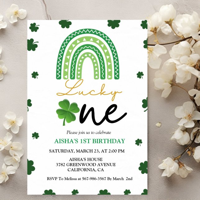 Invitation Patrick's Day Première fête d'anniversaire Lucky O (Créateur téléchargé)