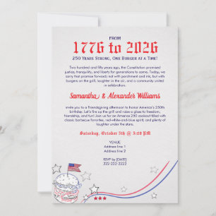 Invitation Patriotic America 250 Friendsgiving Cookout Party