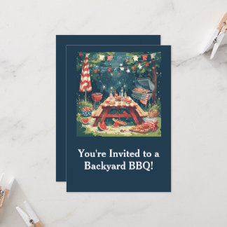 Invitation Patriotic Backyard BBQ Scene – 4th of July Cookout