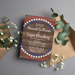 Invitation Patriotic Stars Rustic Quatrième juillet Mariage
