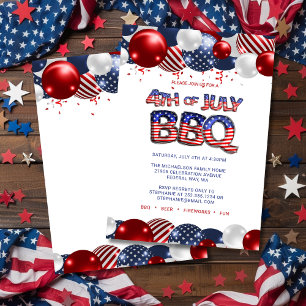 Invitation Patriotique 4 juillet BBQ