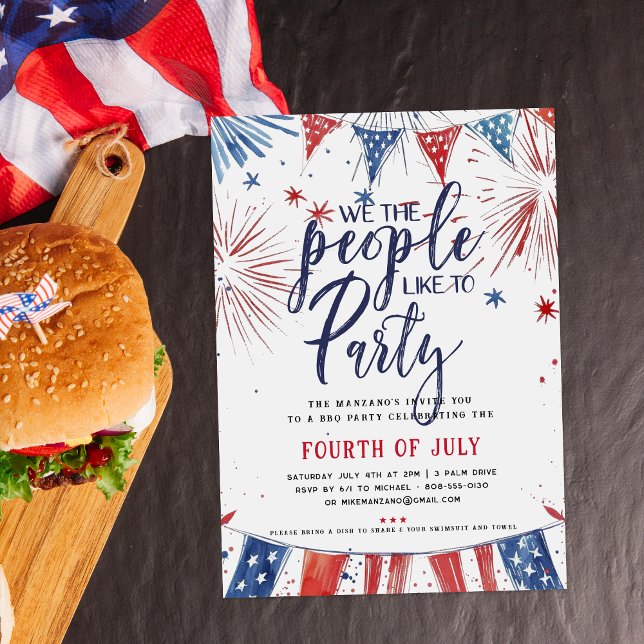 Invitation Patriotique 4 Juillet BBQ Pool Party (Créateur téléchargé)