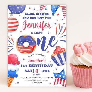 Invitation Patriotique 4 juillet fille 1er anniversaire Invit