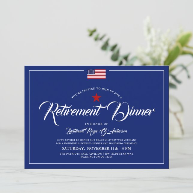 Invitation Patriotique Américain | Dîner de retraite à thème  (Debout devant)