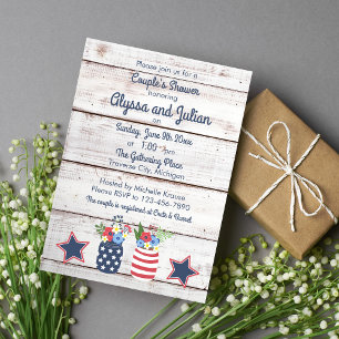 Invitation Patriotique Amour Rustique 4 juillet Douche de cou