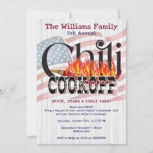 Invitation Patriotique Chili Cookoff Rustic Flag Fall Party