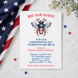 Invitation patriotique de BBQ d'abeille du 4 juill