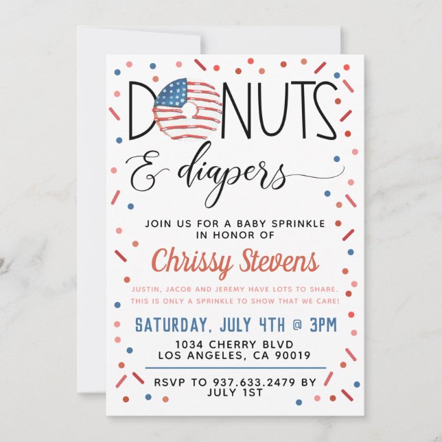 Invitation Patriotique Donut Baby Sprinkel Shower (Devant)