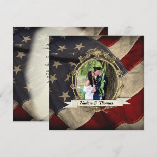 Invitation Patriotique, Elegant USA Mariage drapeau w photo