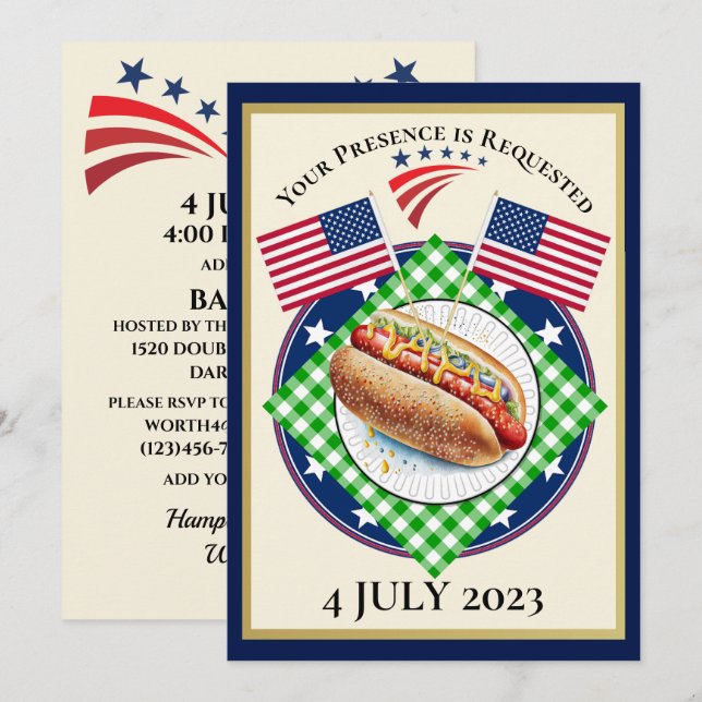 Invitation Patriotique États-Unis (Devant / Derrière)