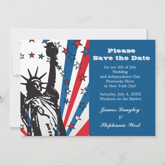 Invitation patriotique Miss Liberty (Devant)
