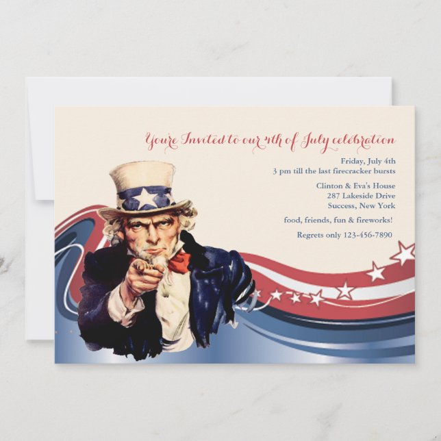 Invitation patriotique Oncle Sam (Devant)