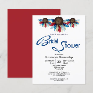 Invitation Patriotique Rouge Bleu Bleu Haut Bordure Demi-Fleu