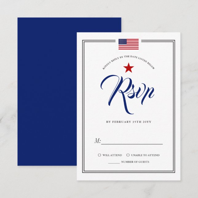Invitation Patriotique Thème Événement Drapeau Américain RSVP (Devant / Derrière)