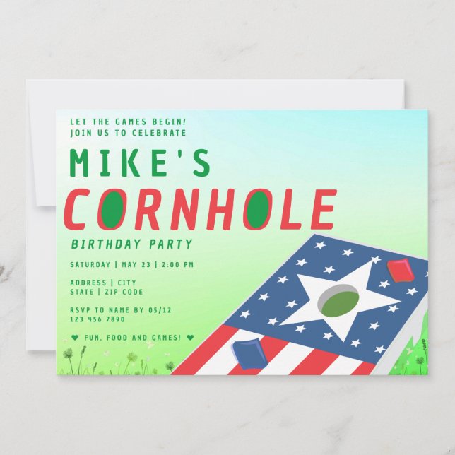 Invitation Patriotique US Bean Bag Sack Toss Cornhole Party (Devant)
