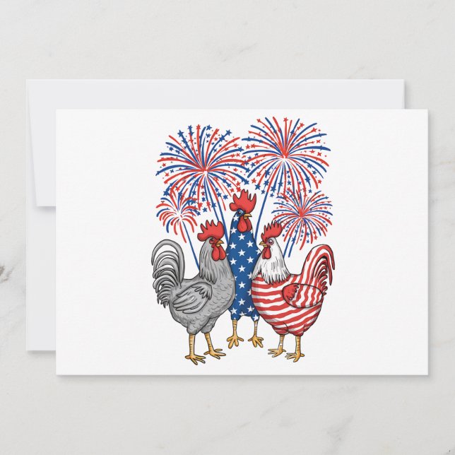 Invitation Patriotique USA Picken USA Hen 4 juillet (Devant)