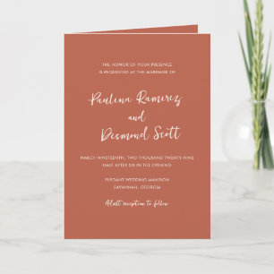 Invitation Paulina Moderne Brûlé Orange Simple Élégant Mariag