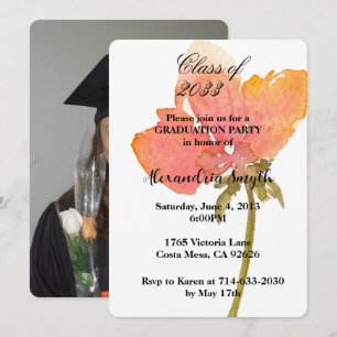 Invitation Pavot Fleur Graduation Votre Photo