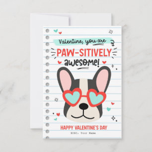 Invitation Paw-some Chien Pun pour enfants de classe Valentin