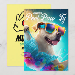 Invitation Paw-Ty, Pool Puppy Anniversaire