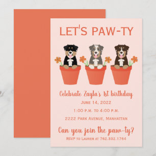 Invitation Pawty Australian Shepherd Dogs